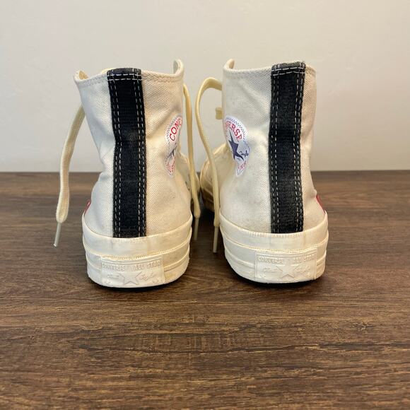 CDG Play Converse Chuck Taylor High Top White Red Heart Men's 6 Women's 8 - Picture 7 of 11